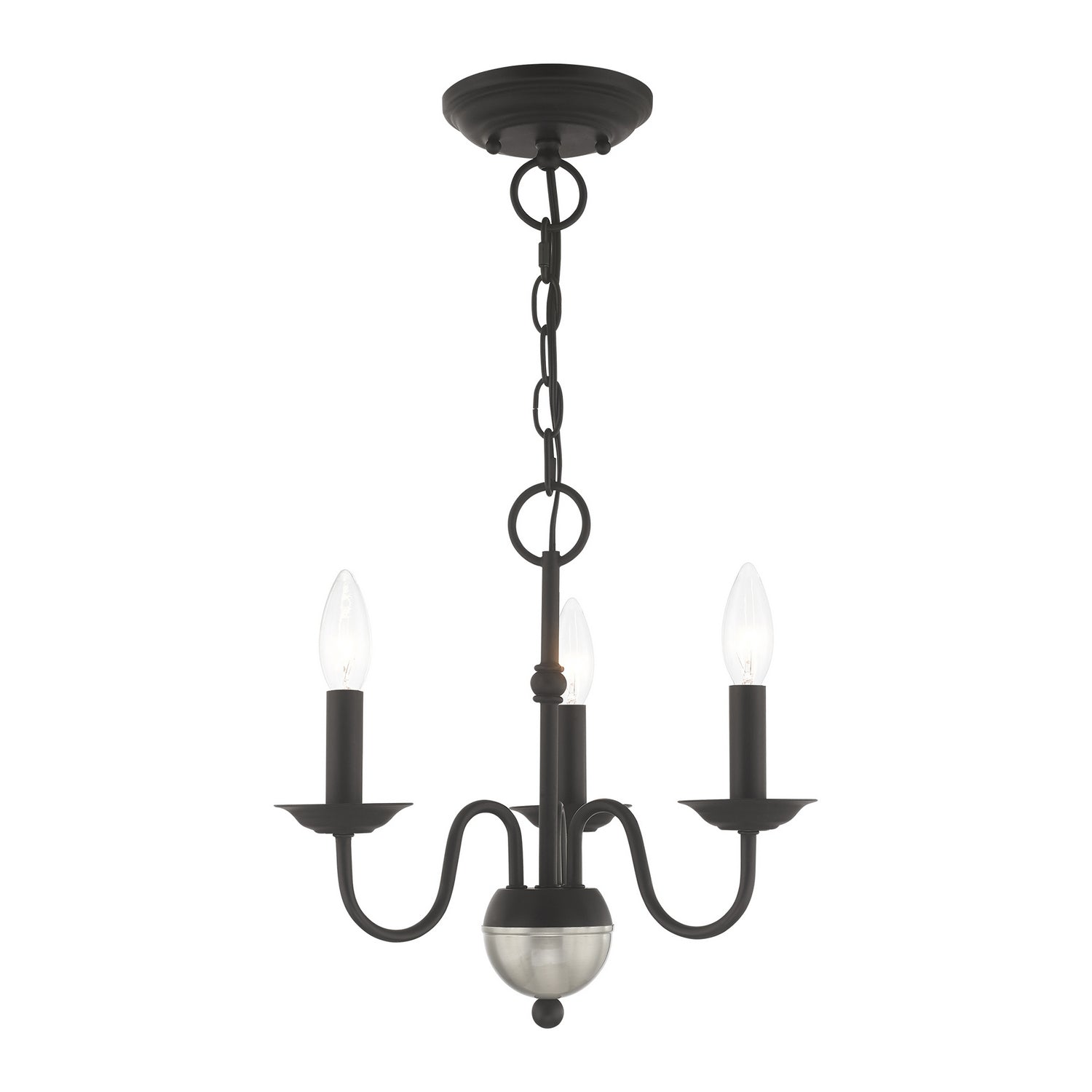 Livex Lighting - 52163-04 - Three Light Mini Chandelier - Windsor - Black w/ Brushed Nickel