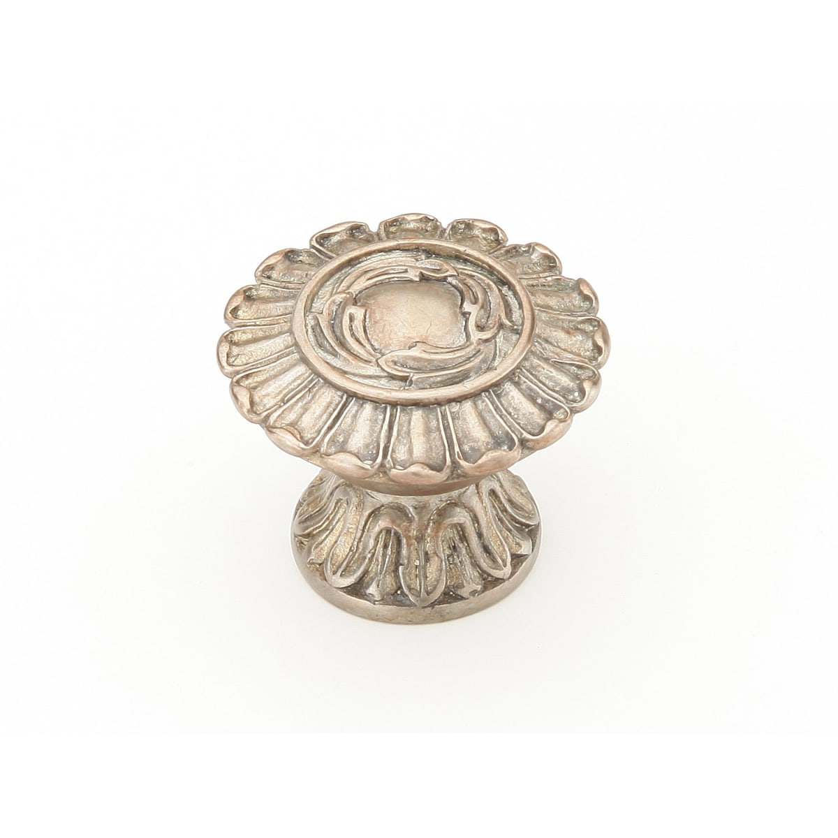 Symphony - French Court 1-1/4" Decorative Antique Scalloped Fluted Swan Solid Brass Hand Crafted Round Cabinet Knob