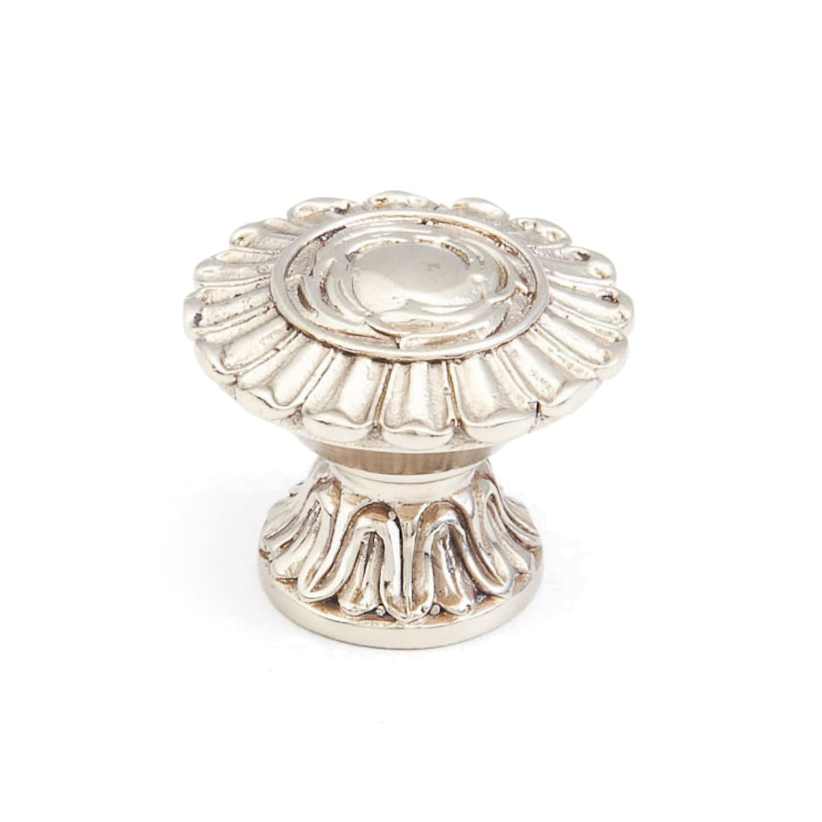 Schaub and Company - 936-WB - Symphony - French Court 1-1/4" Decorative Antique Scalloped Fluted Swan Solid Brass Hand Crafted Round Cabinet Knob in White Brass