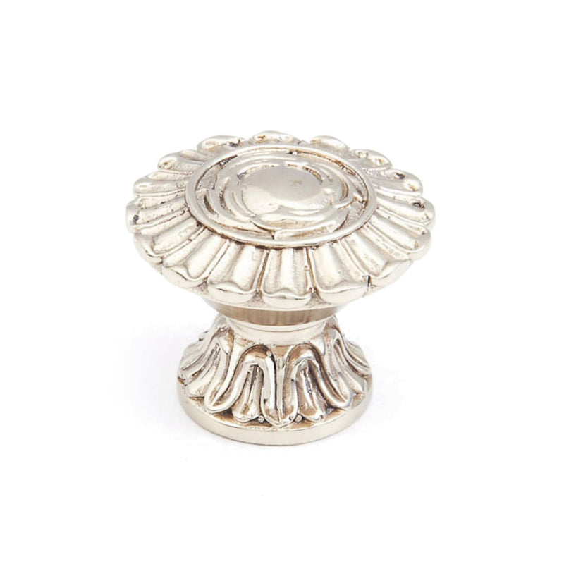 Schaub and Company - 936-WB - Symphony - French Court 1-1/4" Decorative Antique Scalloped Fluted Swan Solid Brass Hand Crafted Round Cabinet Knob in White Brass
