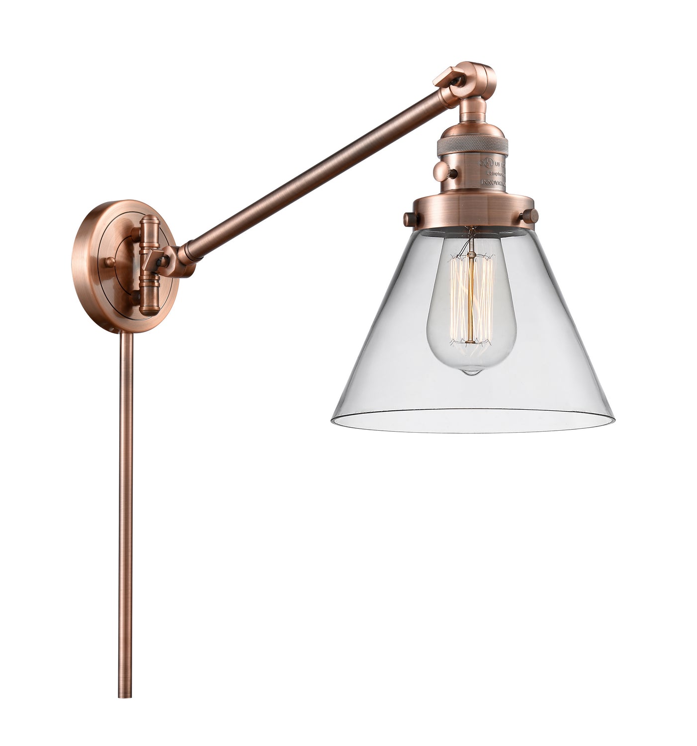 Innovations - 237-AC-G42 - One Light Swing Arm - Franklin Restoration - Antique Copper