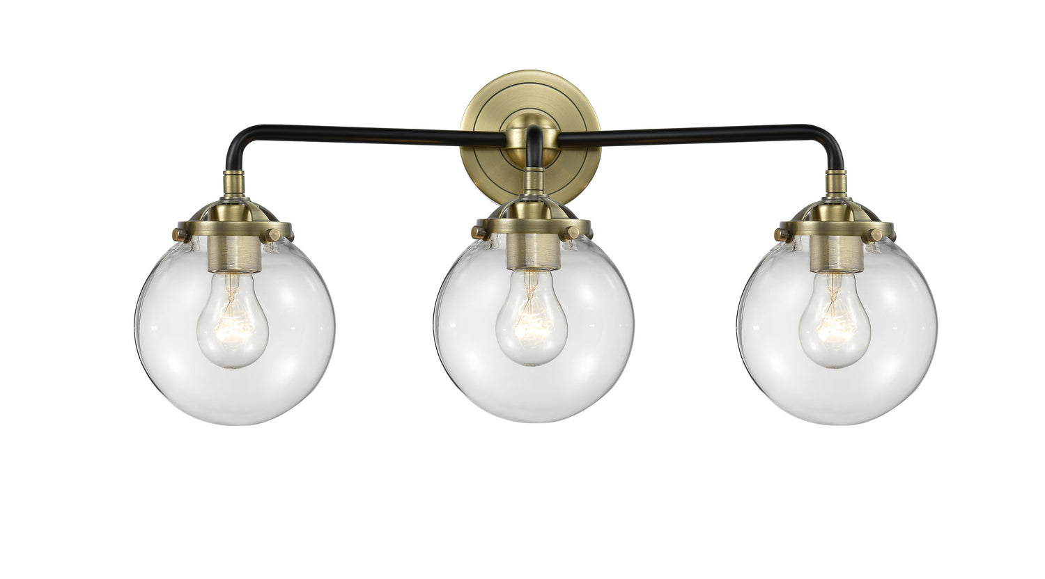 Innovations - 284-3W-BAB-G202-6 - Three Light Bath Vanity - Nouveau - Black Antique Brass