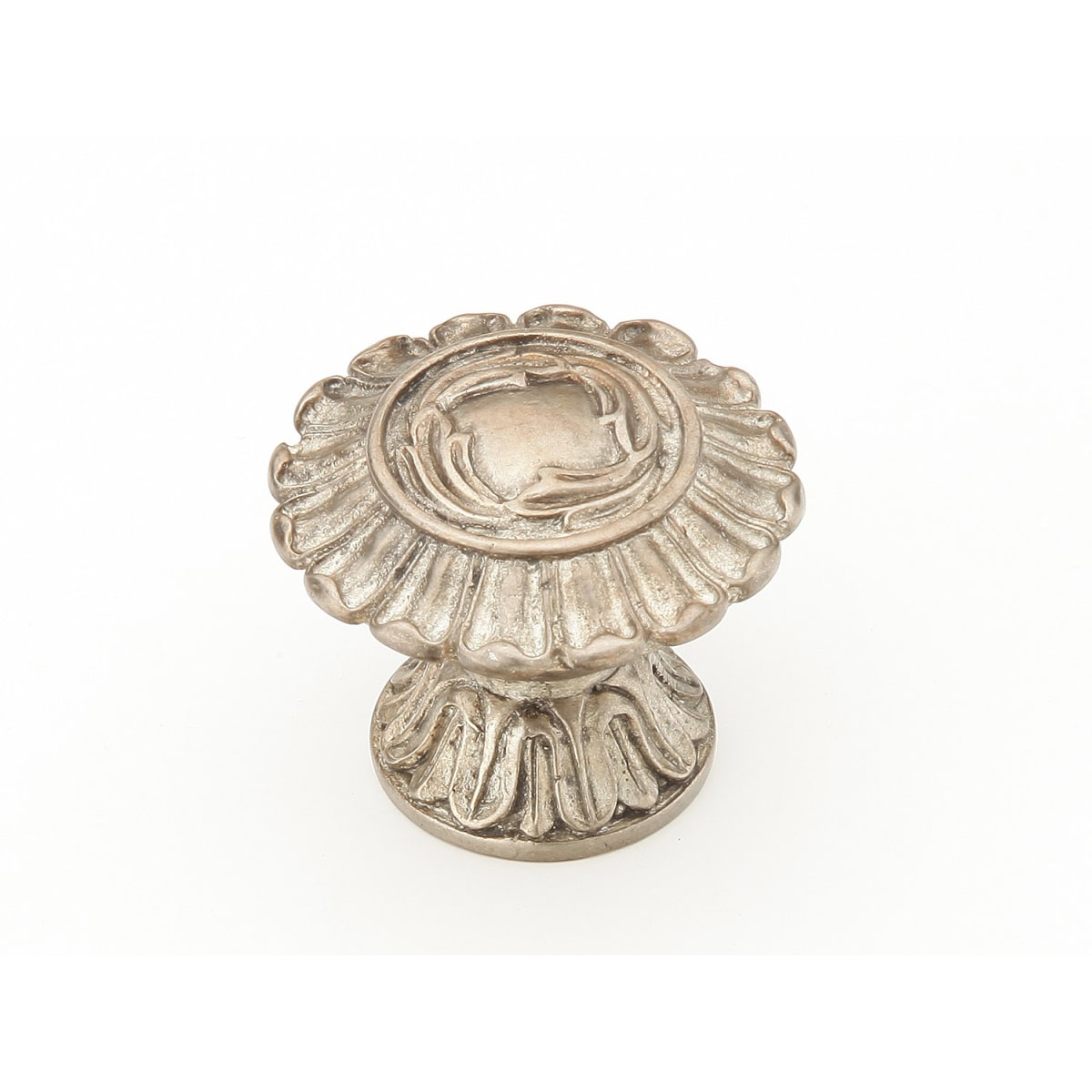 Symphony - French Court 1-1/2" Decorative Antique Ornate Scalloped Fluted Round Solid Brass Cabinet Knob