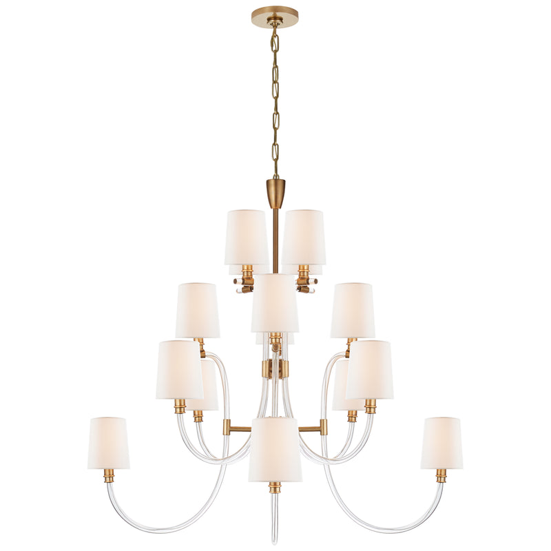 Visual Comfort Signature - JN 5030CG/AB-L - 16 Light Chandelier - Clarice - Clear Acrylic with Antique Brass