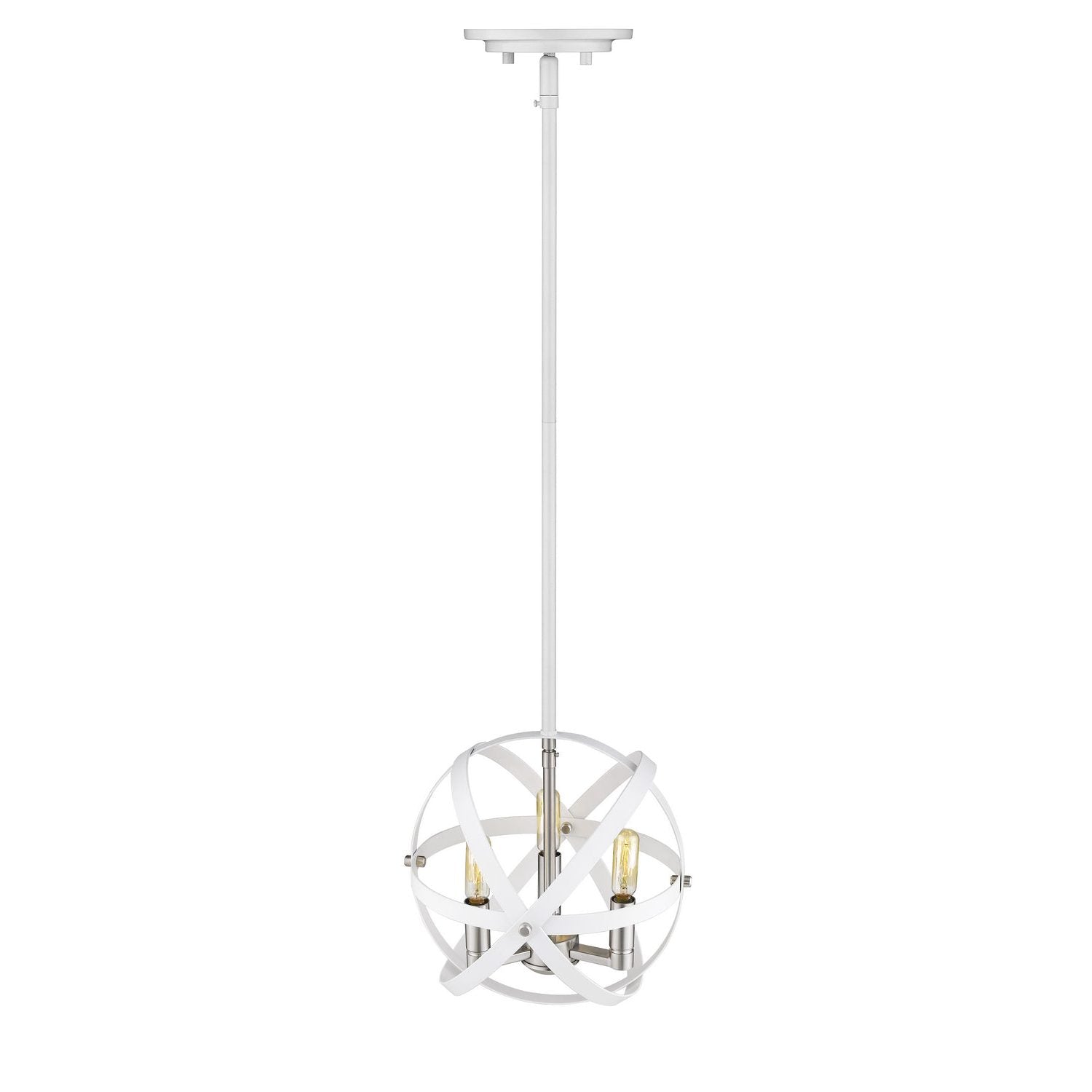 Z-Lite - 463-12HWH-BN - Three Light Chandelier - Cavallo - Hammered White + Brushed Nickel
