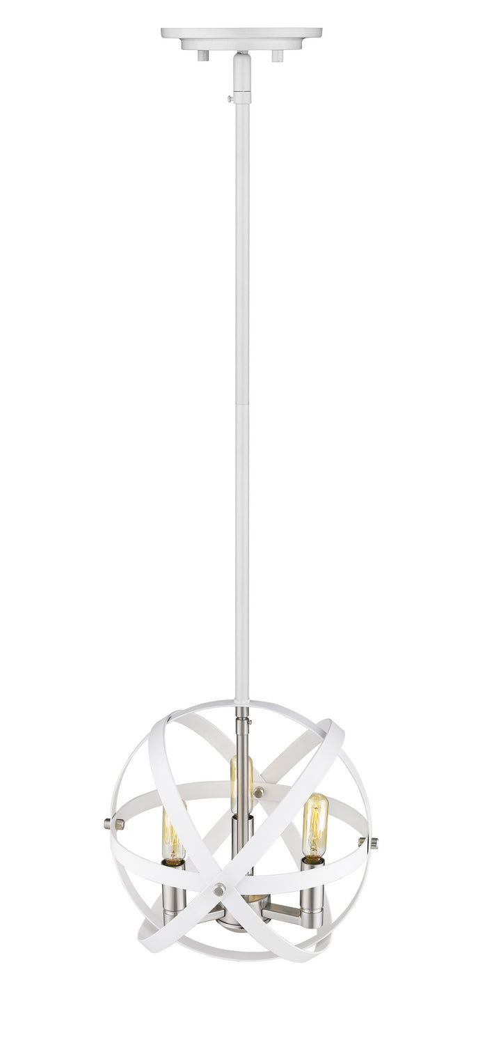 Z-Lite - 463-12HWH-BN - Three Light Chandelier - Cavallo - Hammered White + Brushed Nickel