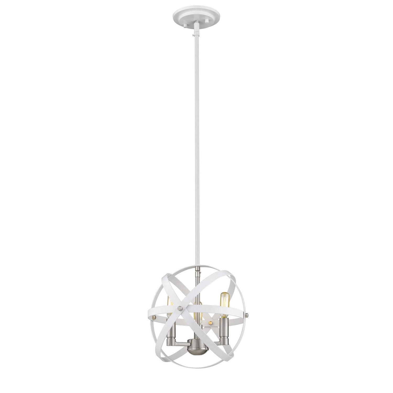 Z-Lite - 463-12HWH-BN - Three Light Chandelier - Cavallo - Hammered White + Brushed Nickel