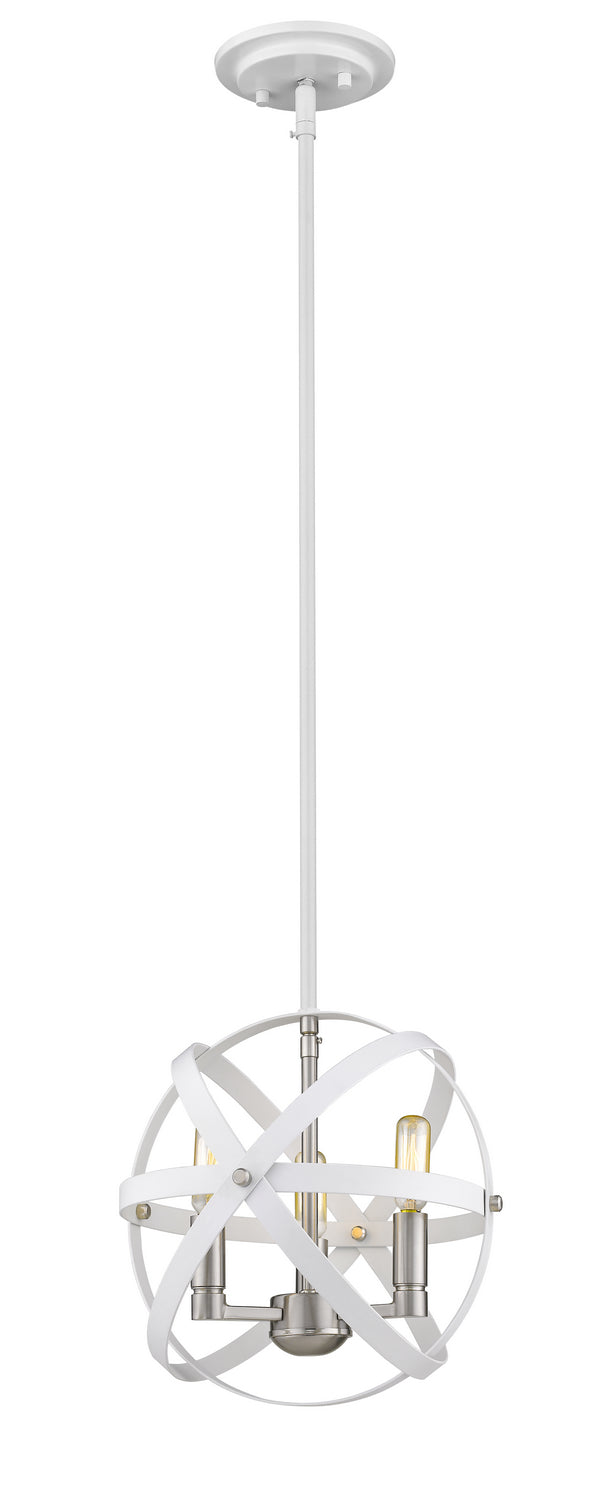 Z-Lite - 463-12HWH-BN - Three Light Chandelier - Cavallo - Hammered White + Brushed Nickel