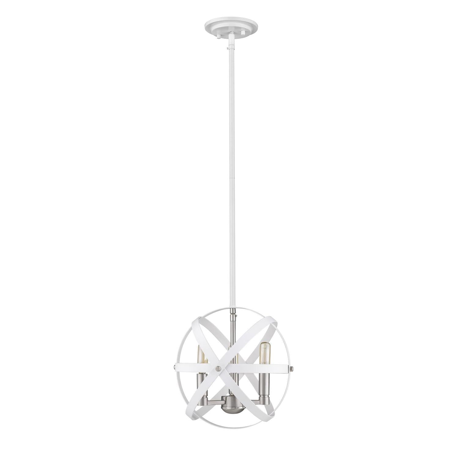Z-Lite - 463-12HWH-BN - Three Light Chandelier - Cavallo - Hammered White + Brushed Nickel