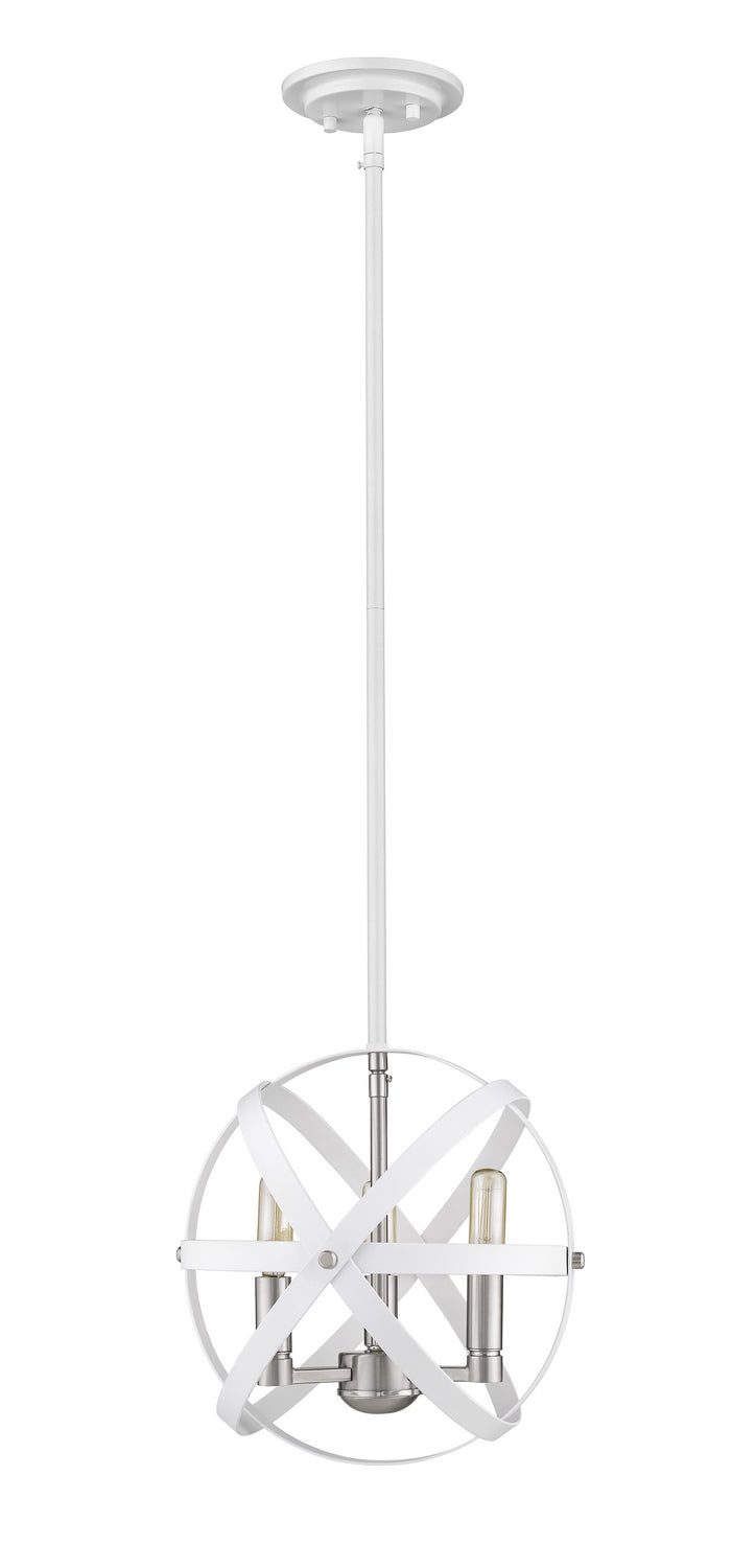 Z-Lite - 463-12HWH-BN - Three Light Chandelier - Cavallo - Hammered White + Brushed Nickel