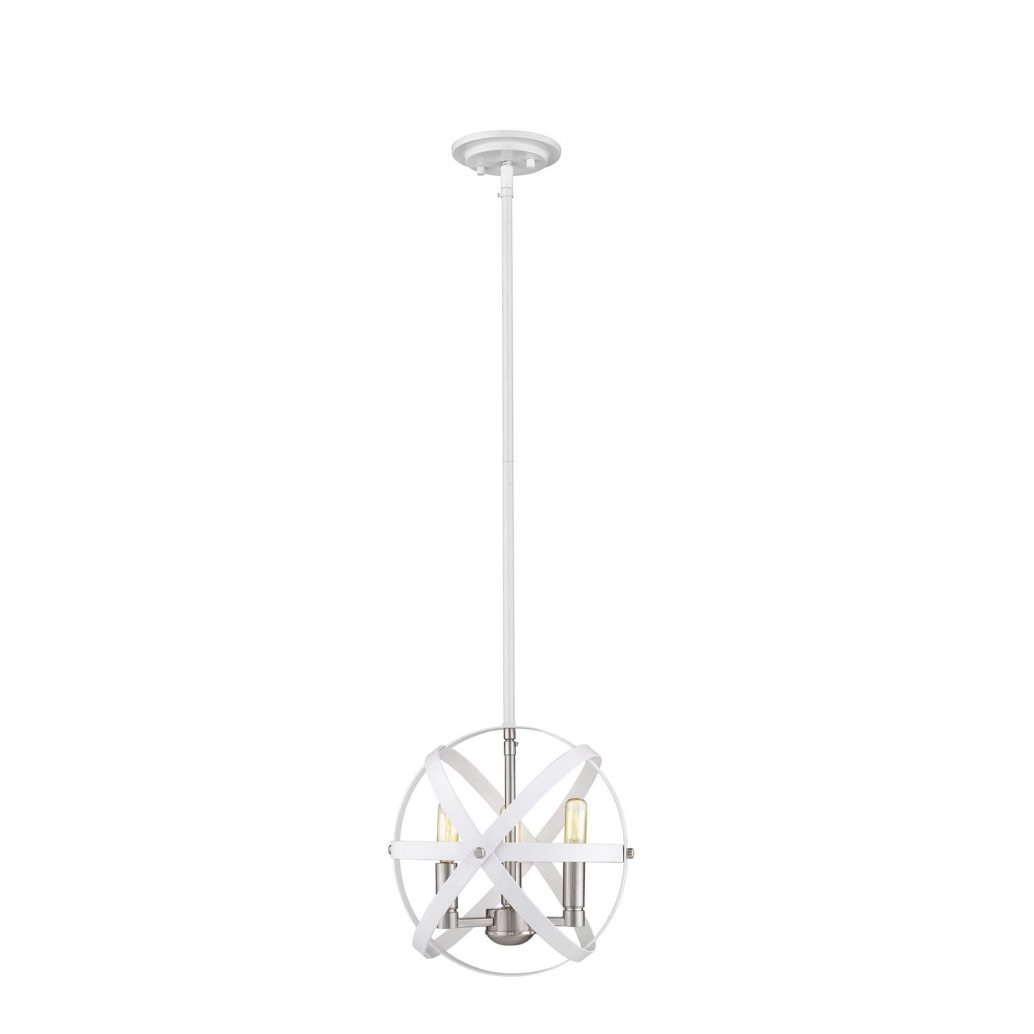 Z-Lite - 463-12HWH-BN - Three Light Chandelier - Cavallo - Hammered White + Brushed Nickel