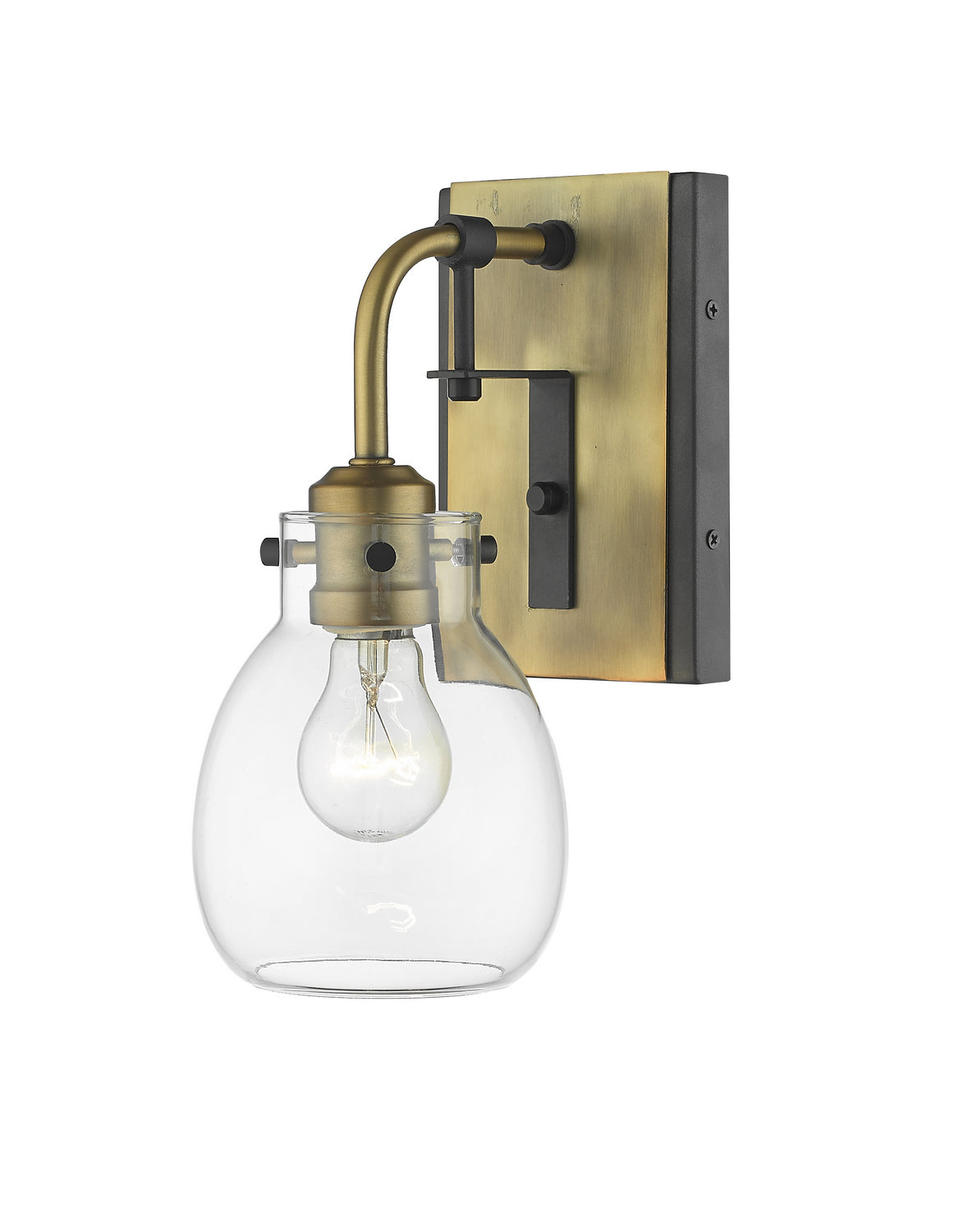 Z-Lite - 466-1S-MB-OBR - One Light Wall Sconce - Kraken - Matte Black + Olde Brass