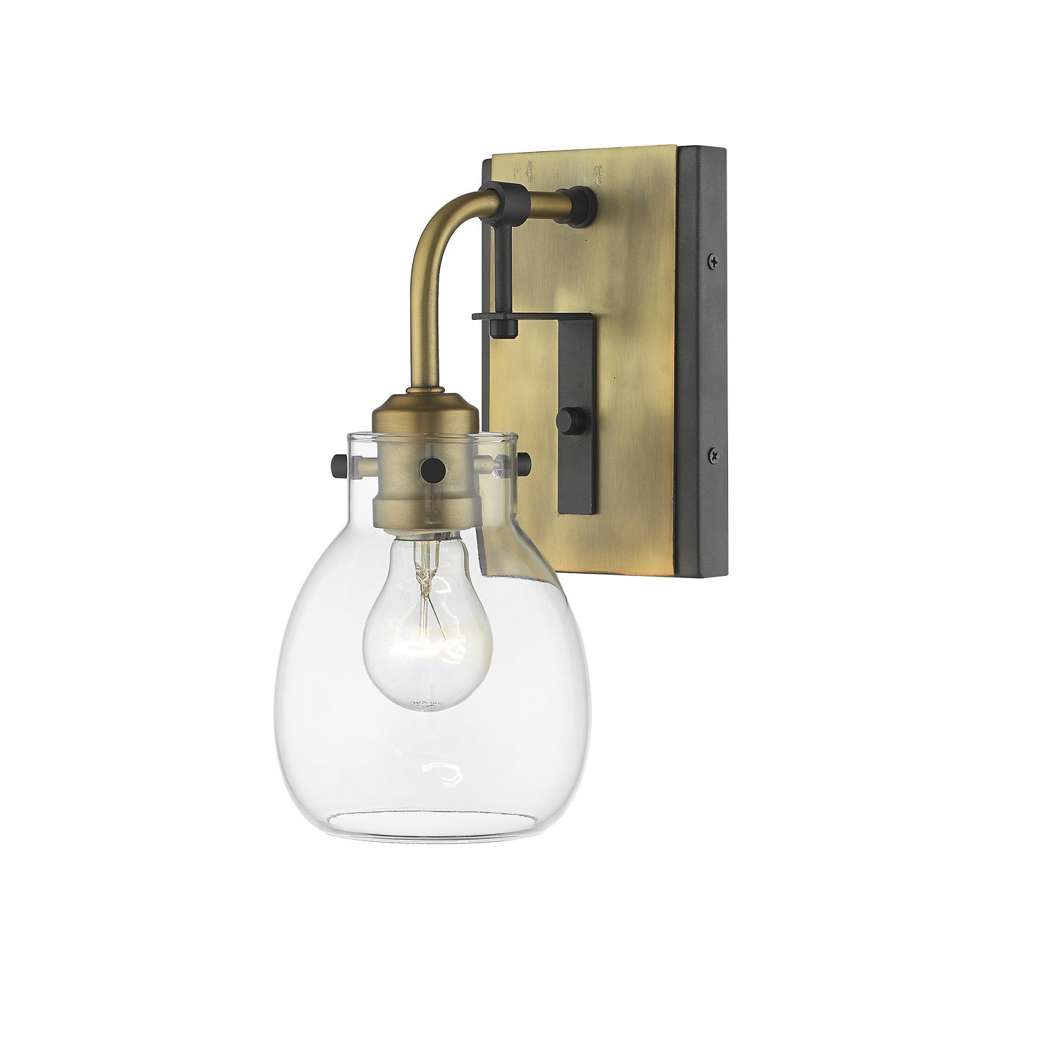 Z-Lite - 466-1S-MB-OBR - One Light Wall Sconce - Kraken - Matte Black + Olde Brass