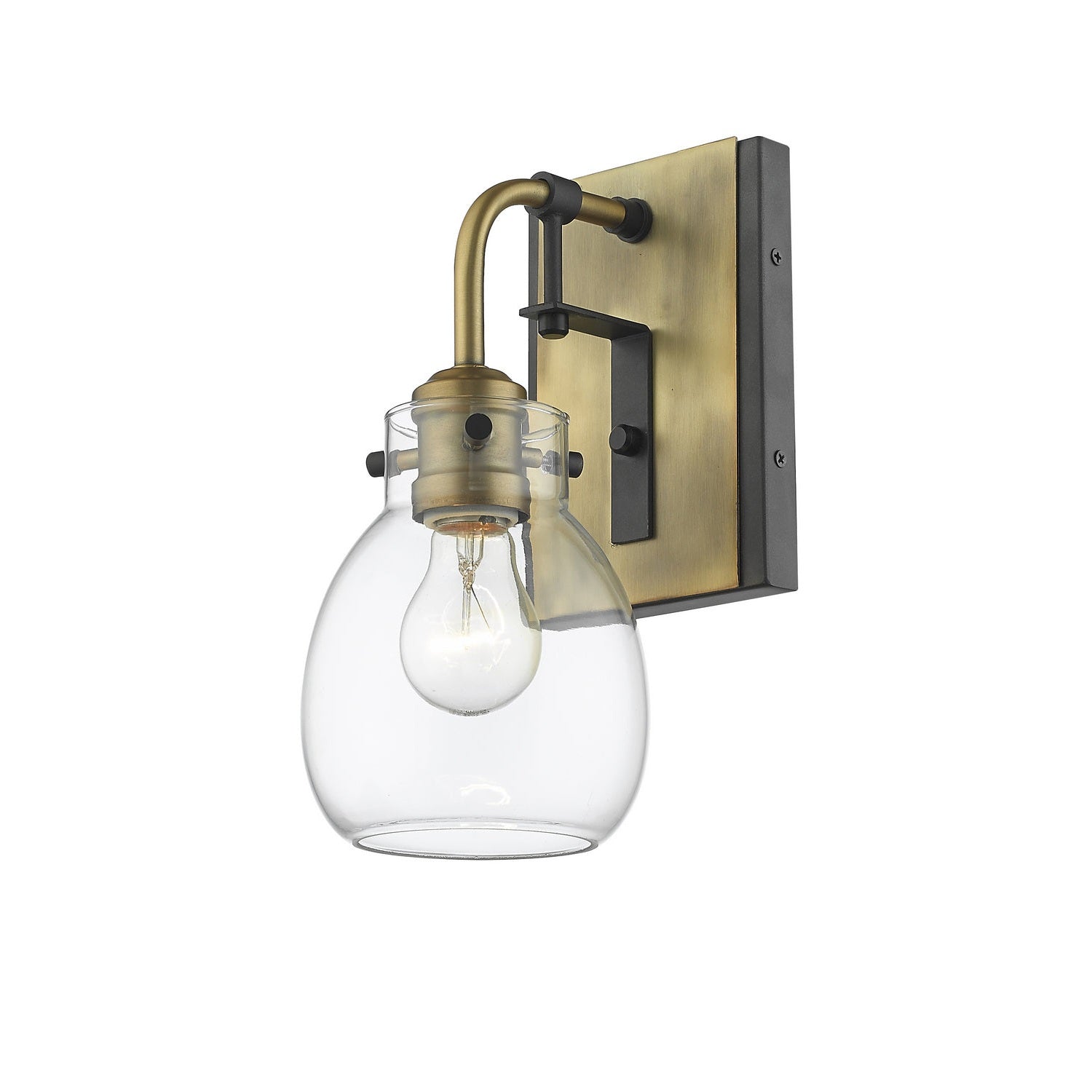 Z-Lite - 466-1S-MB-OBR - One Light Wall Sconce - Kraken - Matte Black + Olde Brass