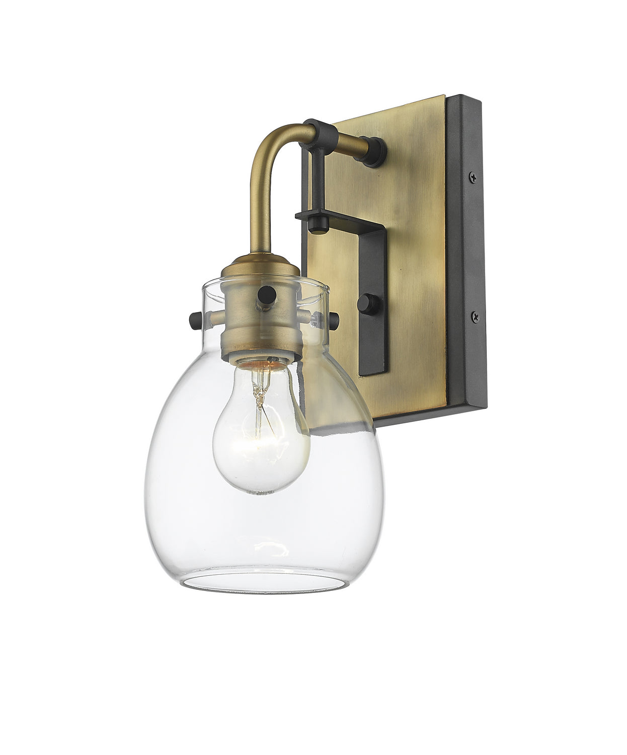 Z-Lite - 466-1S-MB-OBR - One Light Wall Sconce - Kraken - Matte Black + Olde Brass