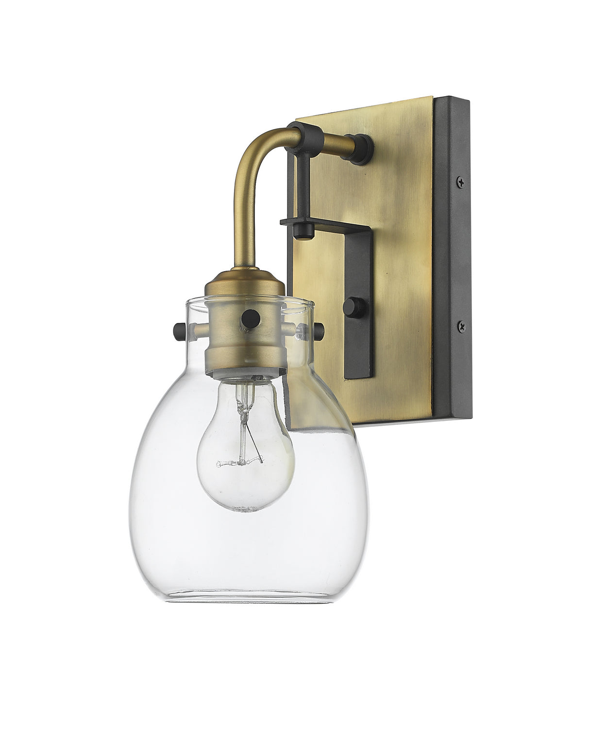 Z-Lite - 466-1S-MB-OBR - One Light Wall Sconce - Kraken - Matte Black + Olde Brass