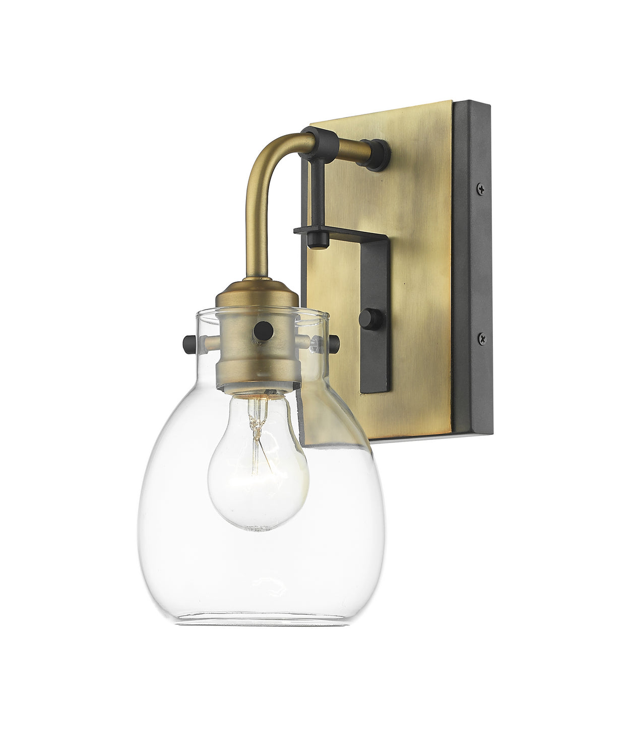 Z-Lite - 466-1S-MB-OBR - One Light Wall Sconce - Kraken - Matte Black + Olde Brass