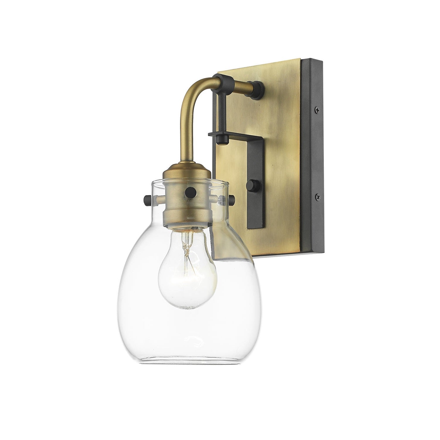 Z-Lite - 466-1S-MB-OBR - One Light Wall Sconce - Kraken - Matte Black + Olde Brass
