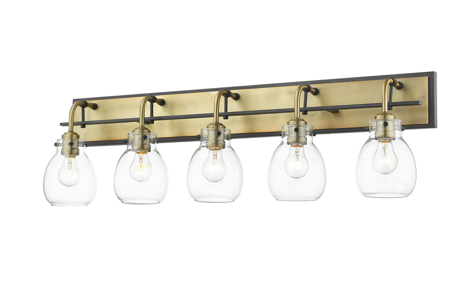 Z-Lite - 466-5V-MB-OBR - Five Light Vanity - Kraken - Matte Black + Olde Brass