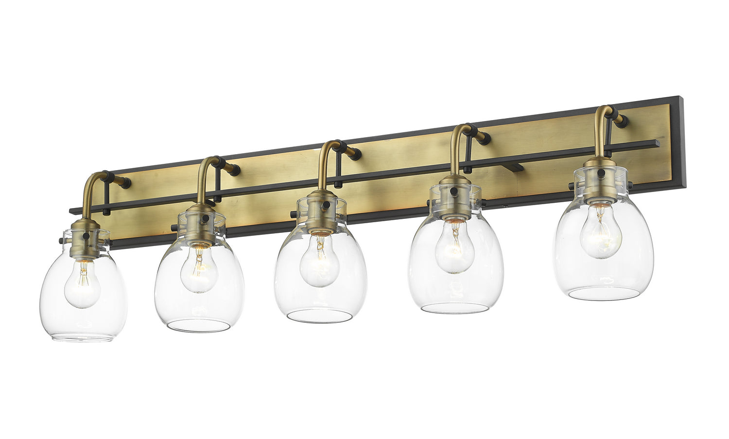 Z-Lite - 466-5V-MB-OBR - Five Light Vanity - Kraken - Matte Black + Olde Brass