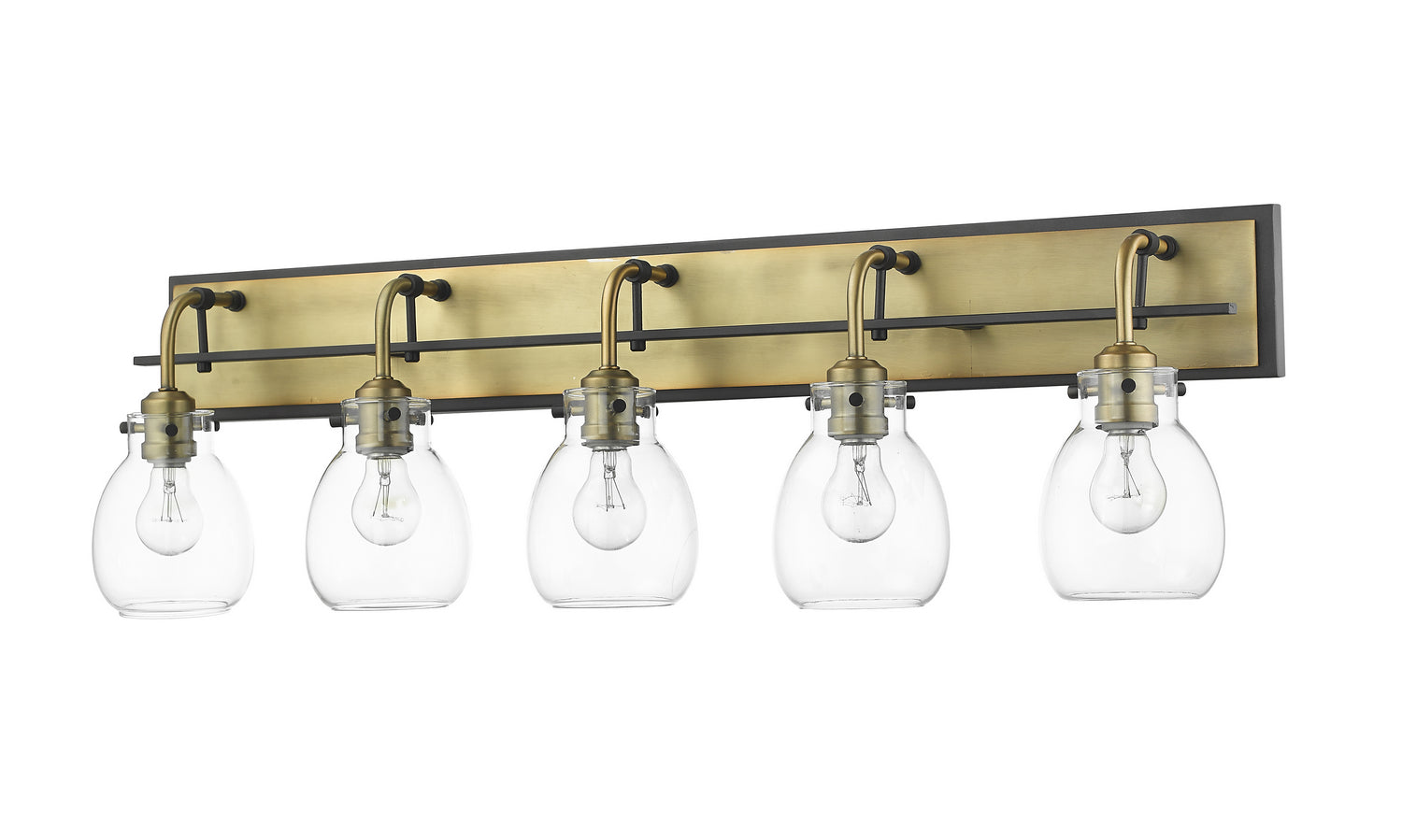 Z-Lite - 466-5V-MB-OBR - Five Light Vanity - Kraken - Matte Black + Olde Brass