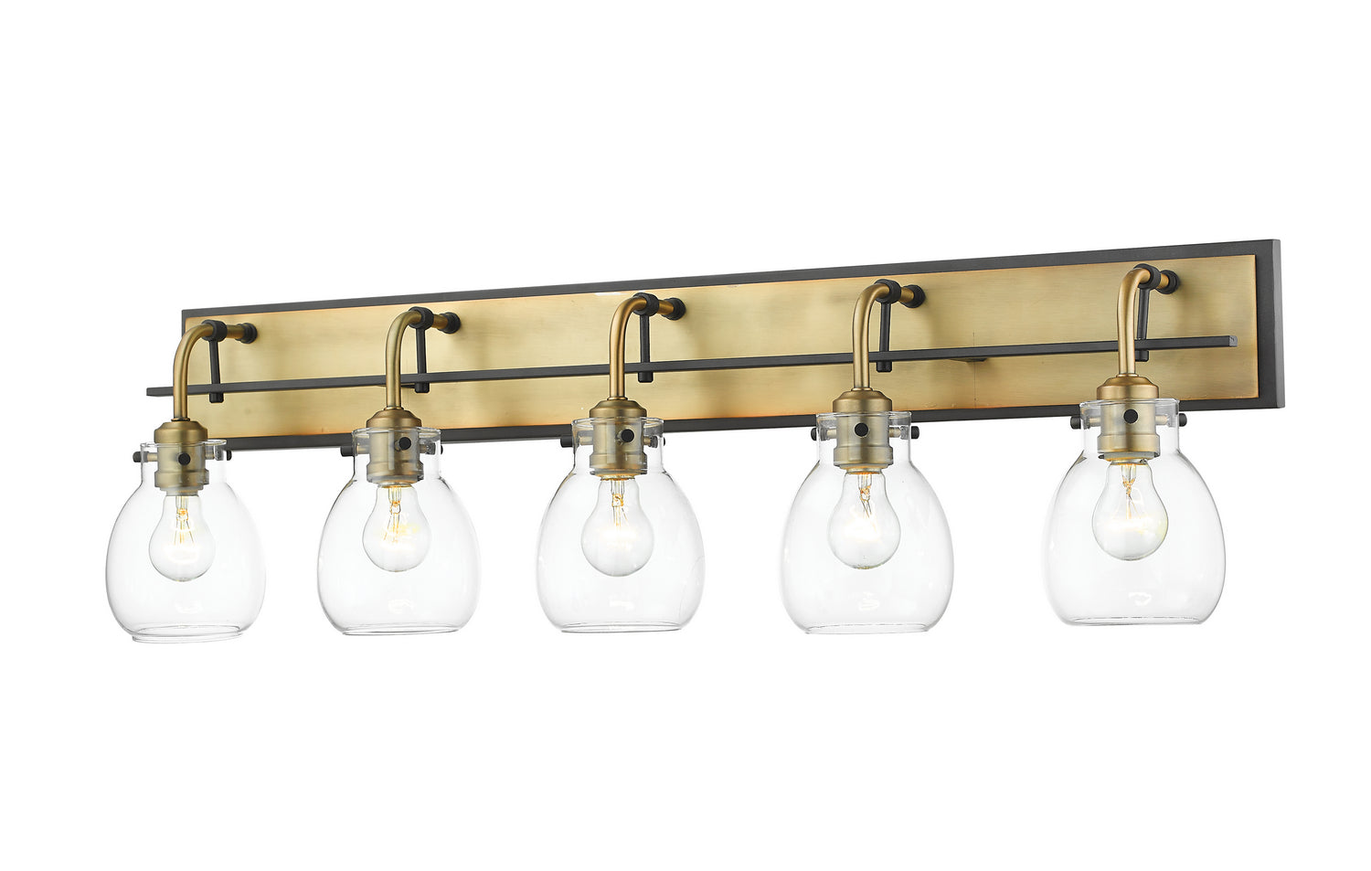 Z-Lite - 466-5V-MB-OBR - Five Light Vanity - Kraken - Matte Black + Olde Brass