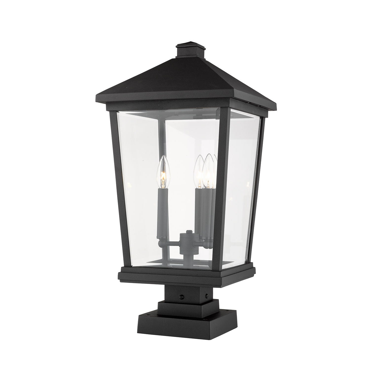 Z-Lite - 568PHXLS-SQPM-BK - Three Light Outdoor Pier Mounted Fixture - Beacon - Black