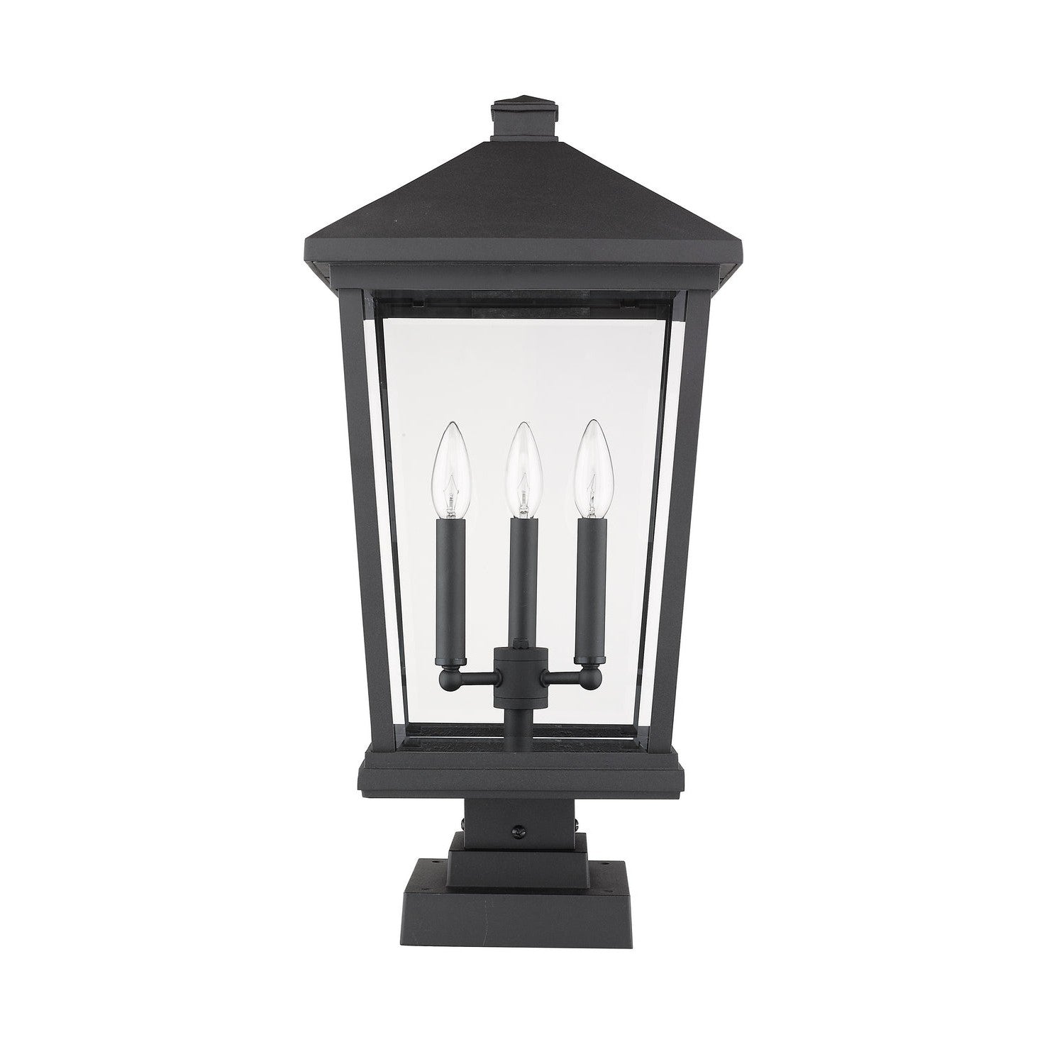 Z-Lite - 568PHXLS-SQPM-BK - Three Light Outdoor Pier Mounted Fixture - Beacon - Black