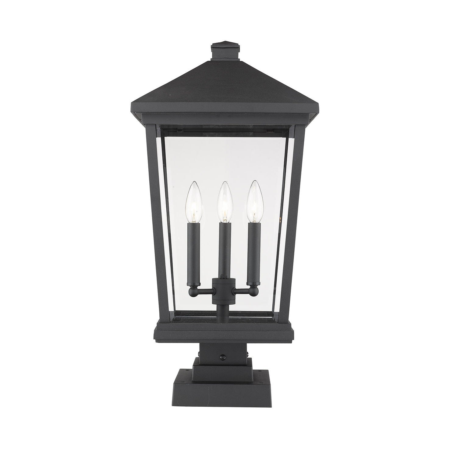 Z-Lite - 568PHXLS-SQPM-BK - Three Light Outdoor Pier Mounted Fixture - Beacon - Black
