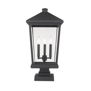Z-Lite - 568PHXLS-SQPM-BK - Three Light Outdoor Pier Mounted Fixture - Beacon - Black