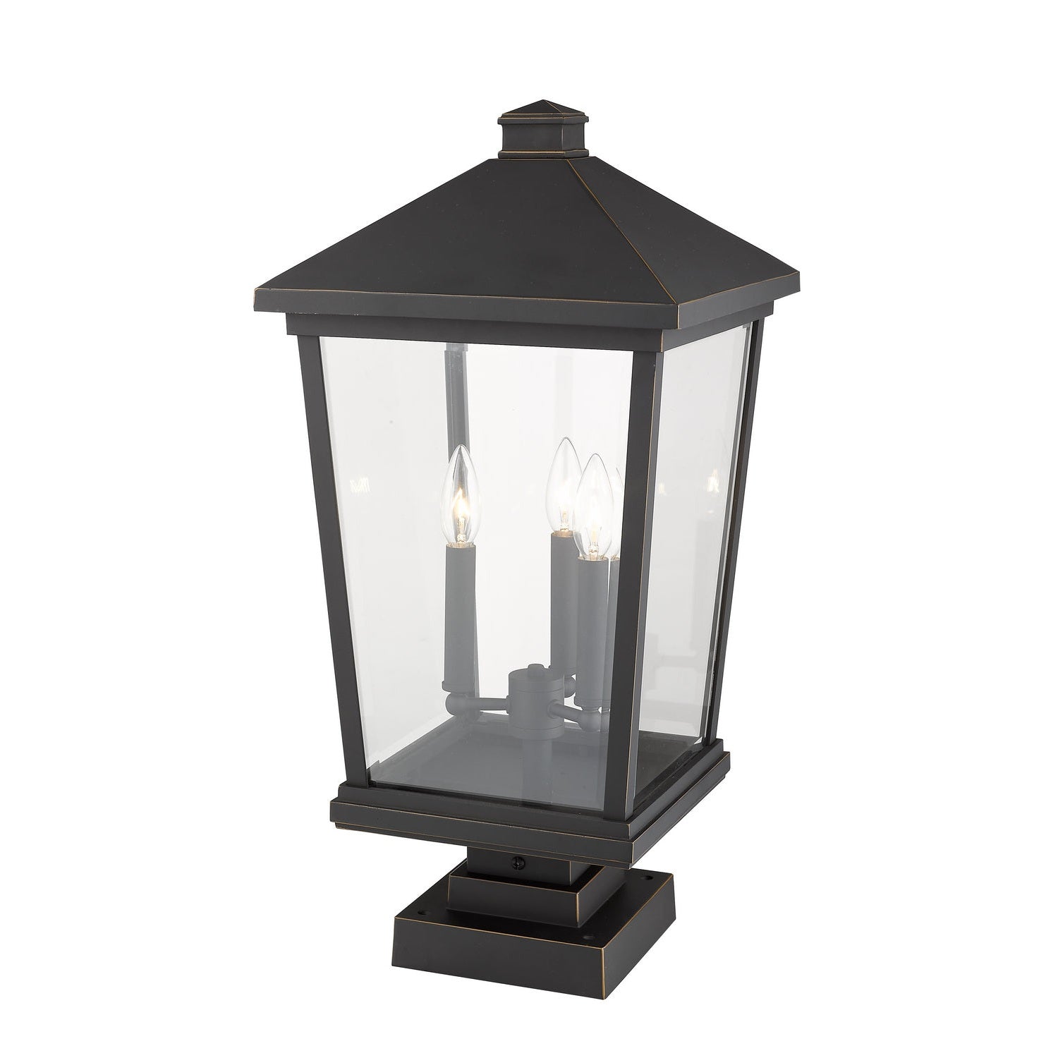 Z-Lite - 568PHXLS-SQPM-ORB - Three Light Outdoor Pier Mounted Fixture - Beacon - Oil Rubbed Bronze