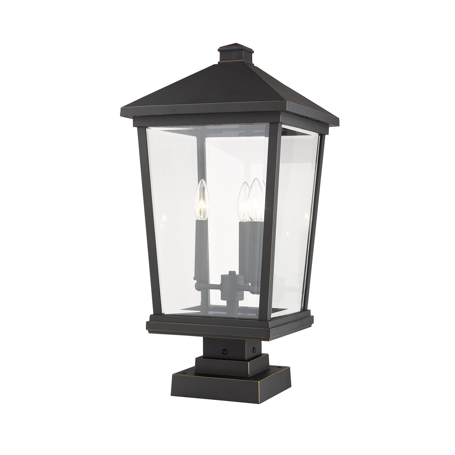 Z-Lite - 568PHXLS-SQPM-ORB - Three Light Outdoor Pier Mounted Fixture - Beacon - Oil Rubbed Bronze