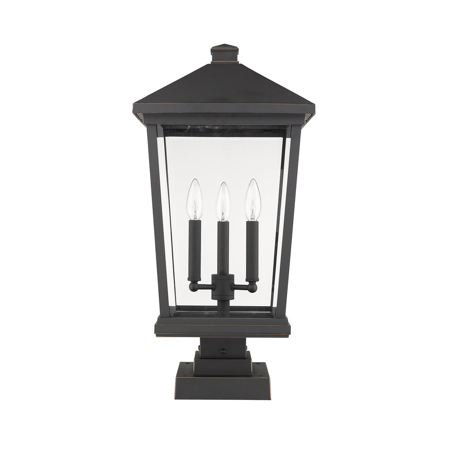 Z-Lite - 568PHXLS-SQPM-ORB - Three Light Outdoor Pier Mounted Fixture - Beacon - Oil Rubbed Bronze