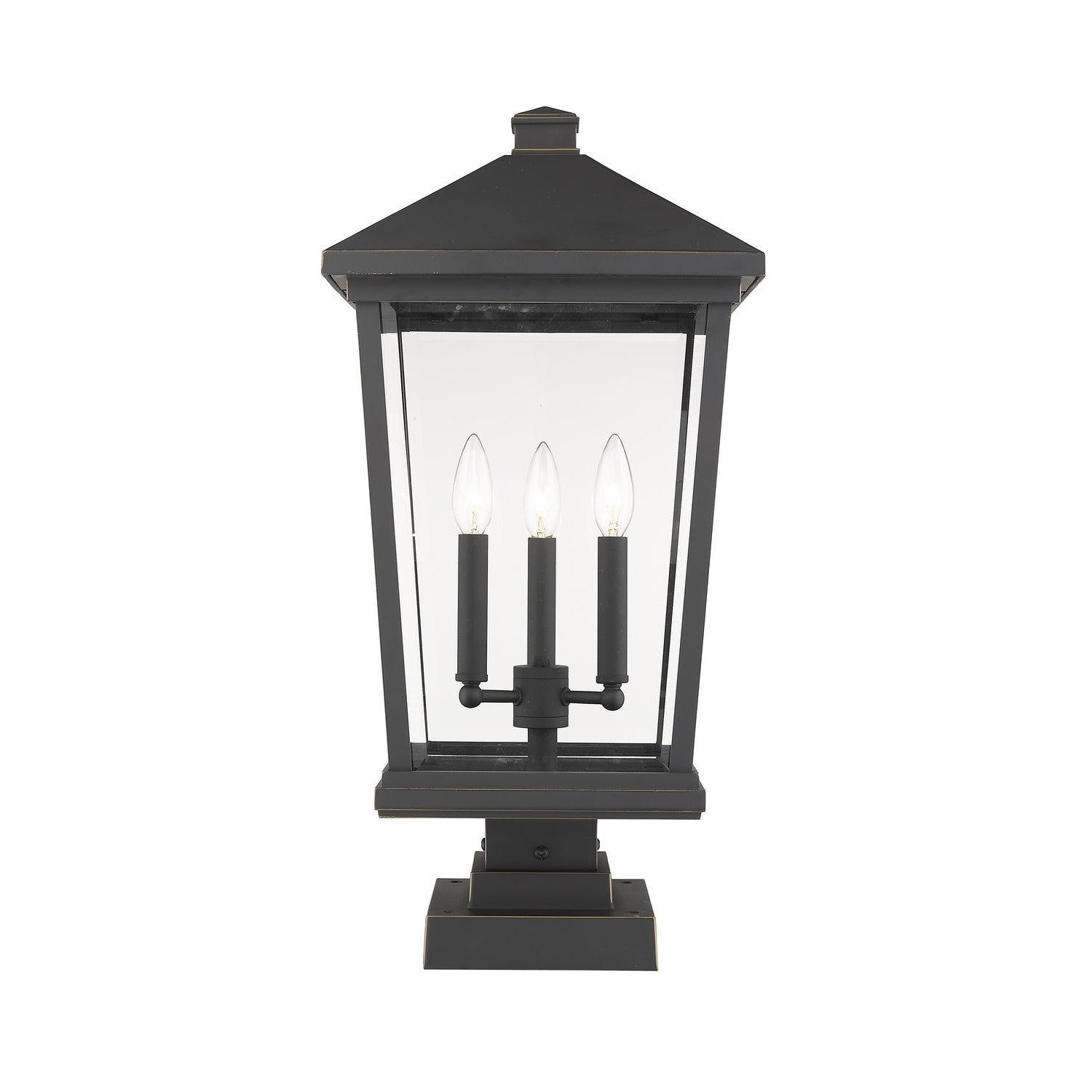 Z-Lite - 568PHXLS-SQPM-ORB - Three Light Outdoor Pier Mounted Fixture - Beacon - Oil Rubbed Bronze