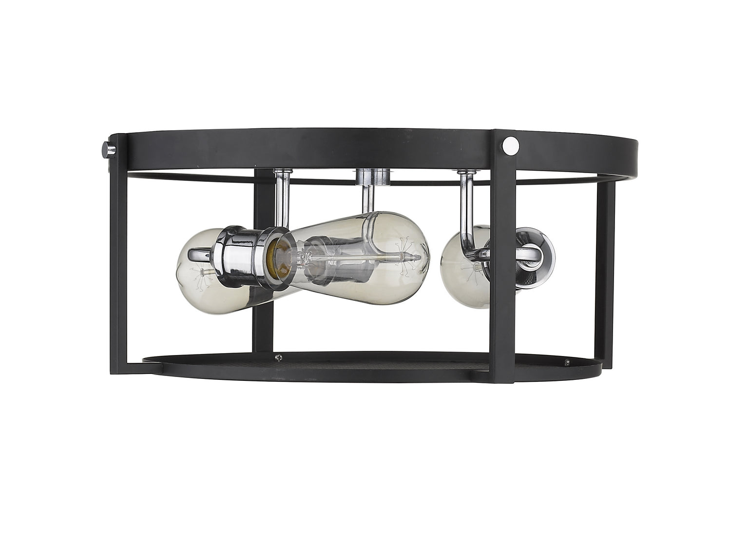 Z-Lite - 723F15-MB+CH - Three Light Flush Mount - Halcyon - Matte Black + Chrome