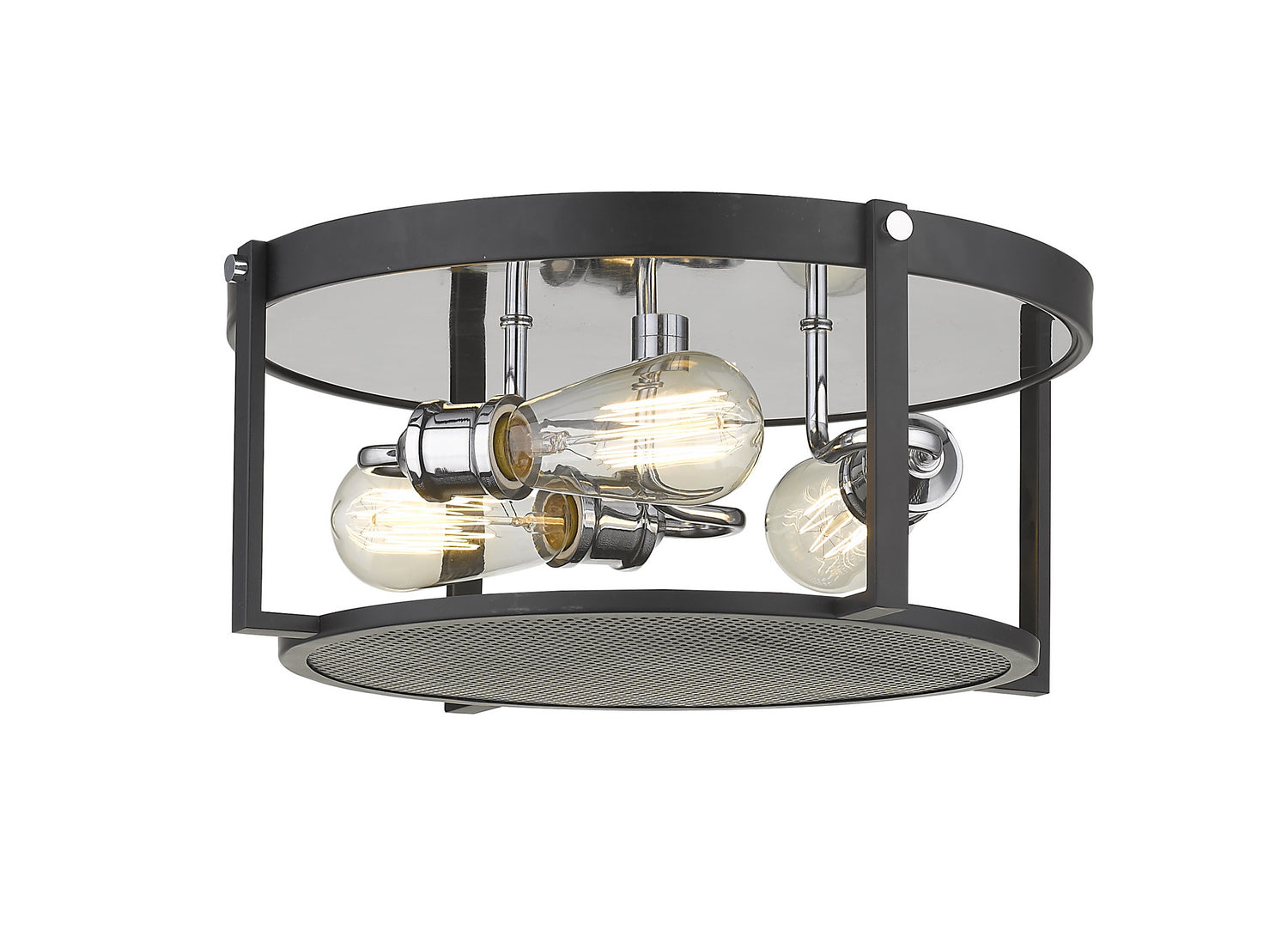 Z-Lite - 723F15-MB+CH - Three Light Flush Mount - Halcyon - Matte Black + Chrome
