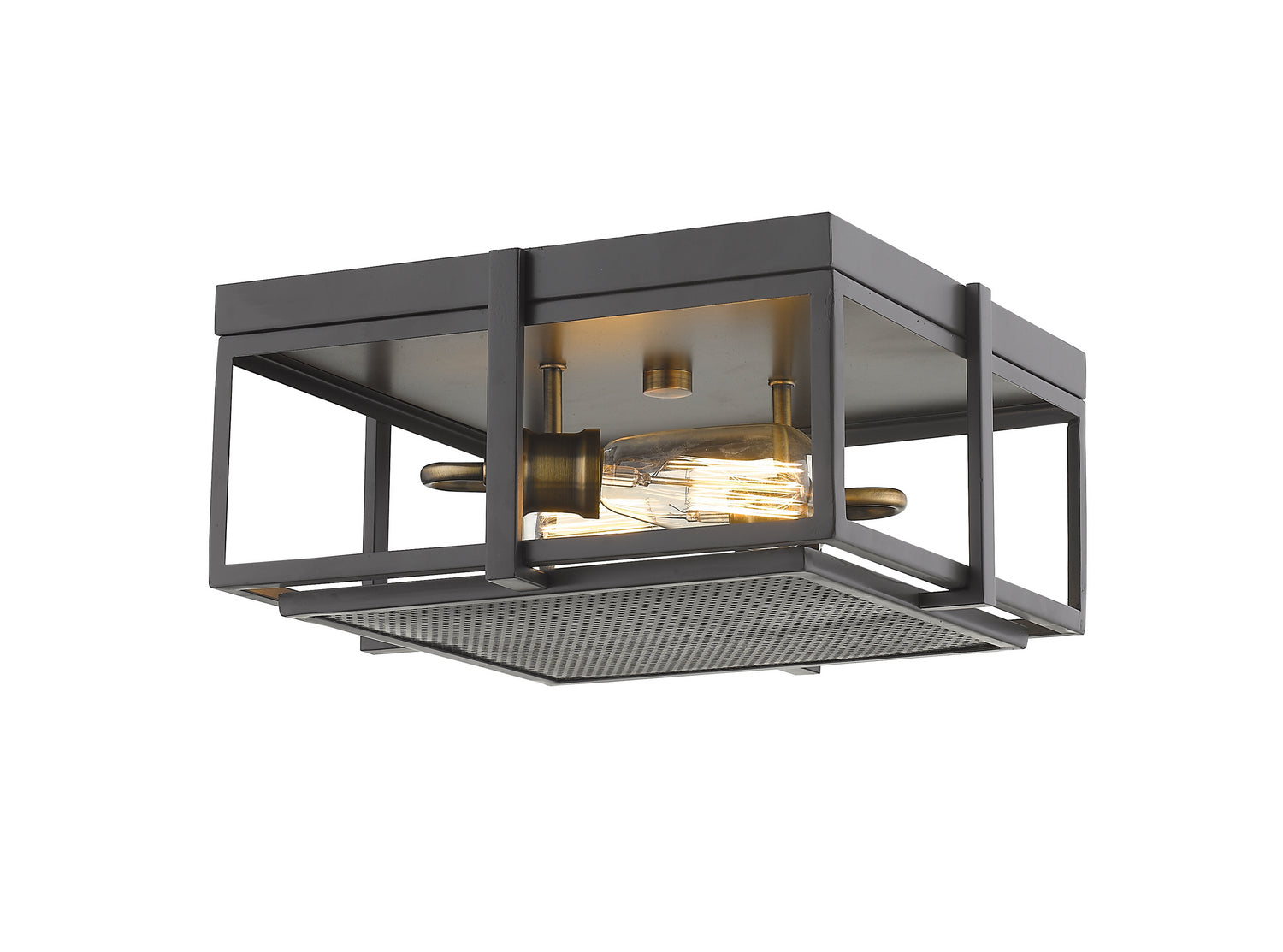 Z-Lite - 724F13-BRZ+HBR - Two Light Flush Mount - Halcyon - Bronze + Heritage Brass