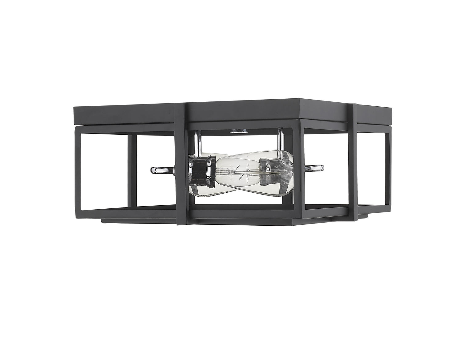 Z-Lite - 724F13-MB+CH - Two Light Flush Mount - Halcyon - Matte Black + Chrome