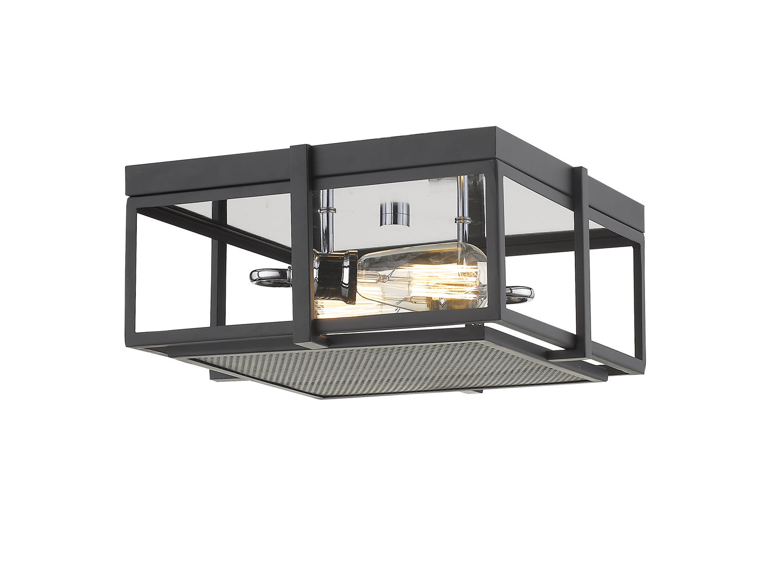 Z-Lite - 724F13-MB+CH - Two Light Flush Mount - Halcyon - Matte Black + Chrome
