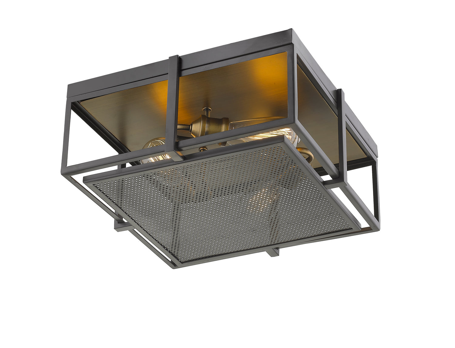 Z-Lite - 724F15-BRZ+HBR - Three Light Flush Mount - Halcyon - Bronze + Heritage Brass