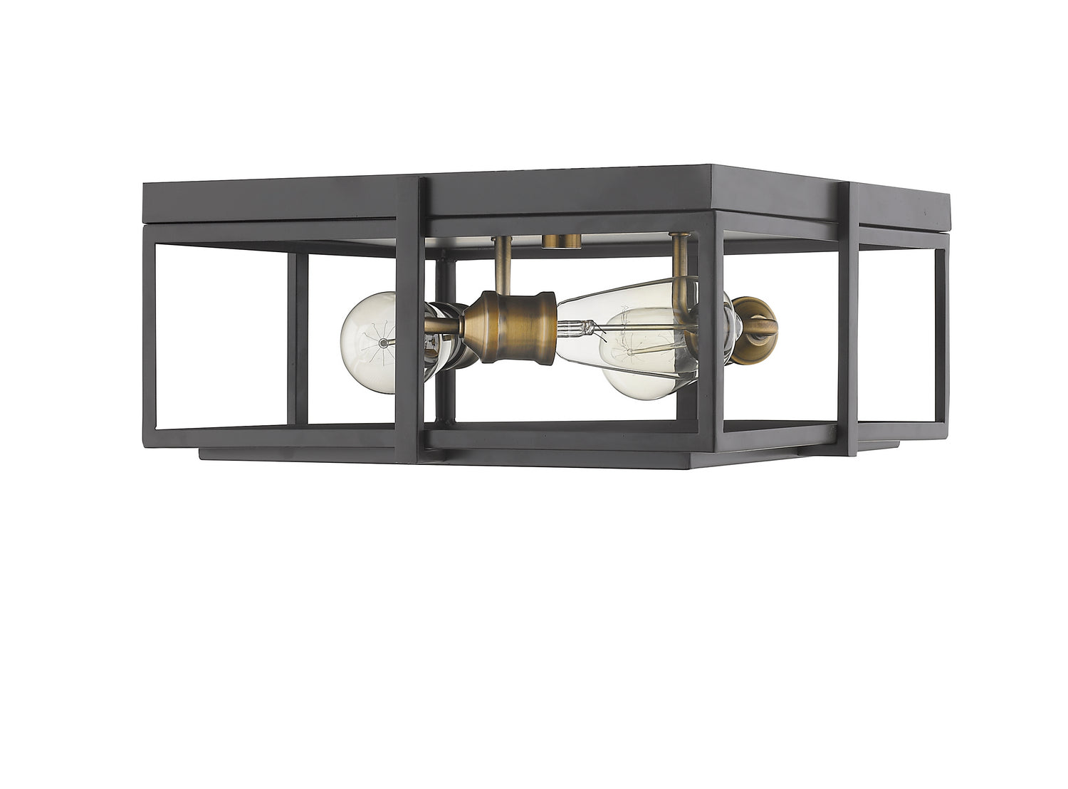 Z-Lite - 724F15-BRZ+HBR - Three Light Flush Mount - Halcyon - Bronze + Heritage Brass