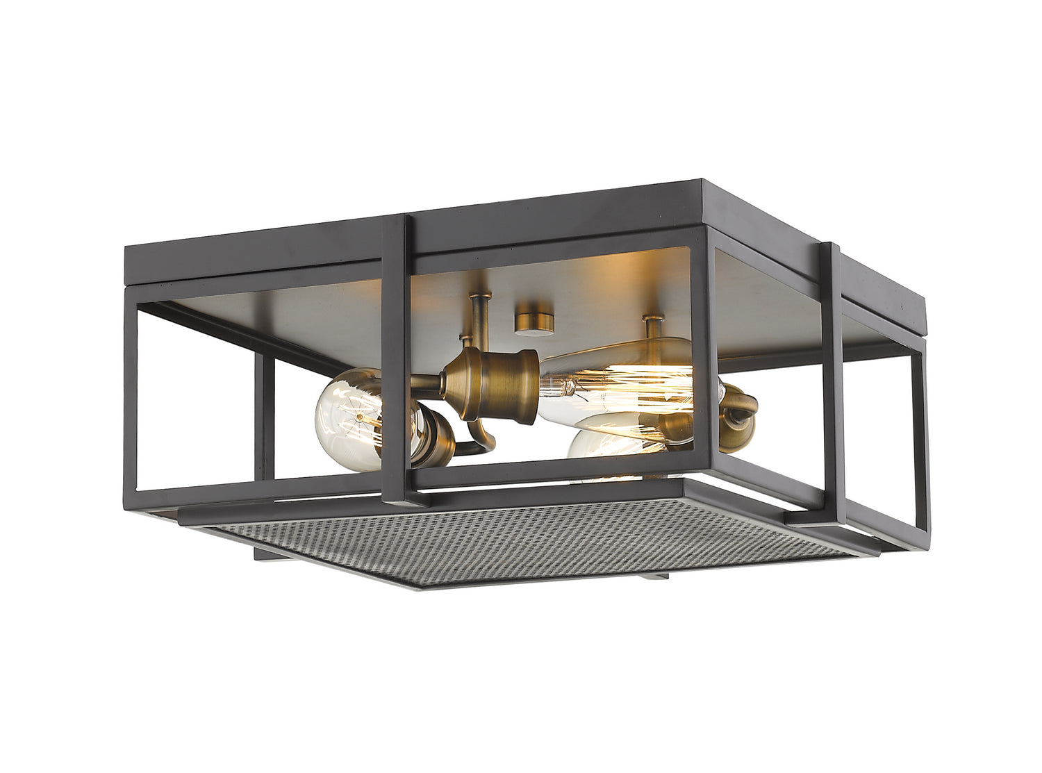 Z-Lite - 724F15-BRZ+HBR - Three Light Flush Mount - Halcyon - Bronze + Heritage Brass