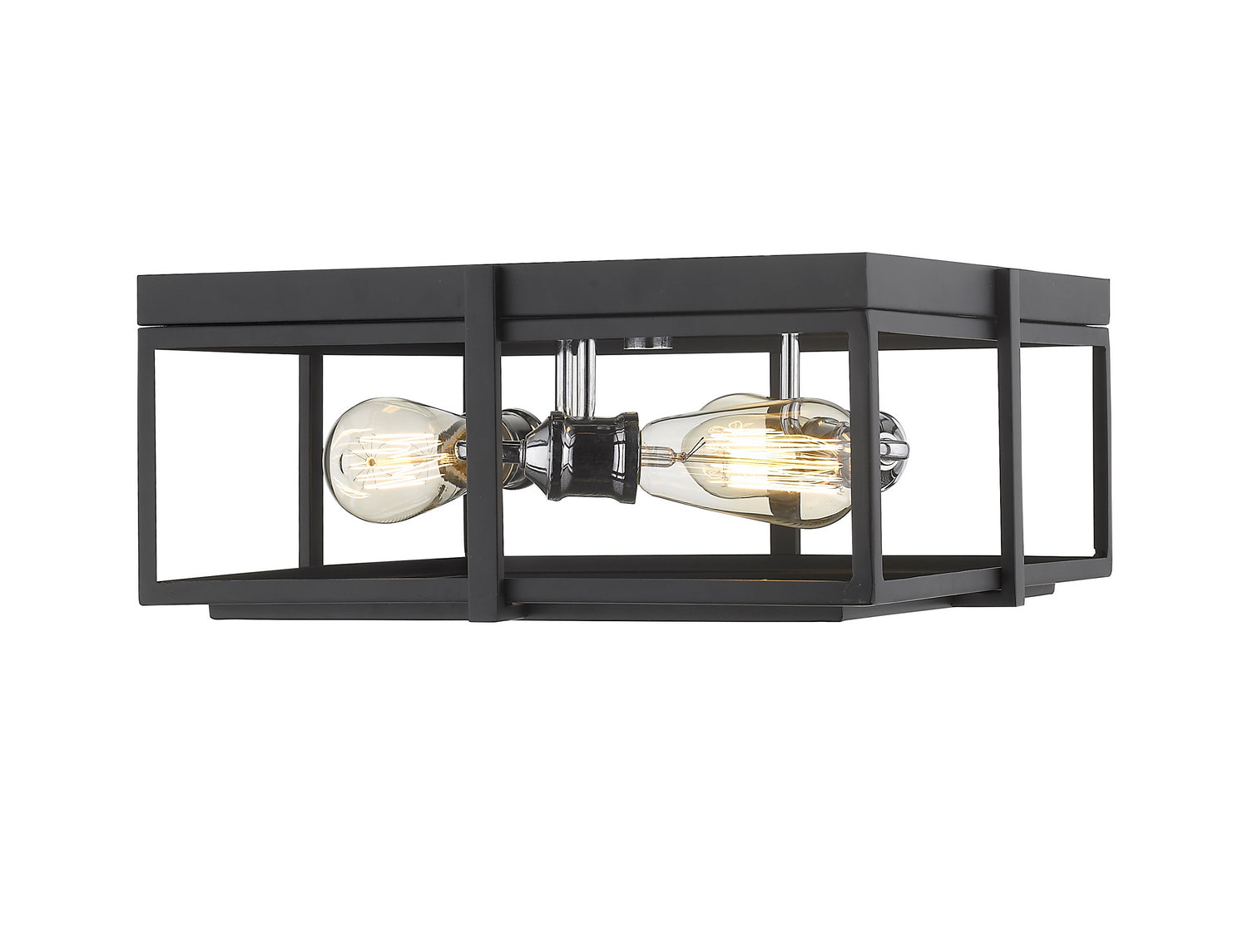 Z-Lite - 724F15-MB+CH - Three Light Flush Mount - Halcyon - Matte Black + Chrome