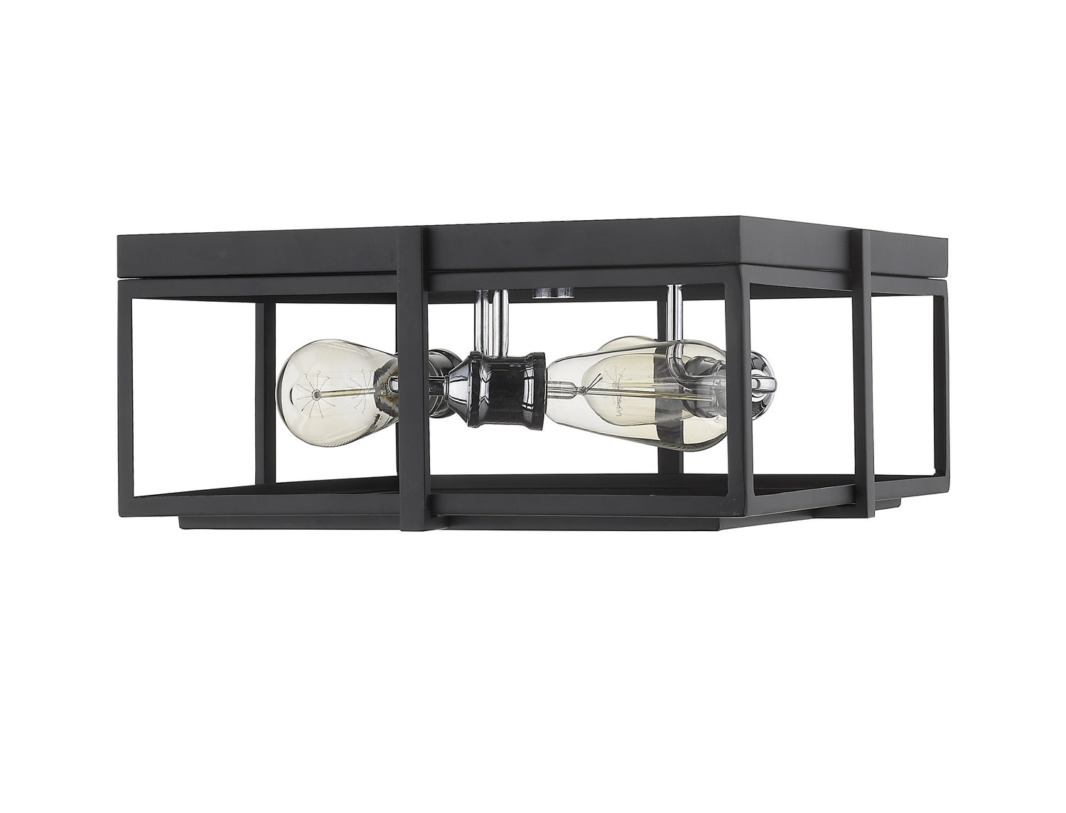 Z-Lite - 724F15-MB+CH - Three Light Flush Mount - Halcyon - Matte Black + Chrome