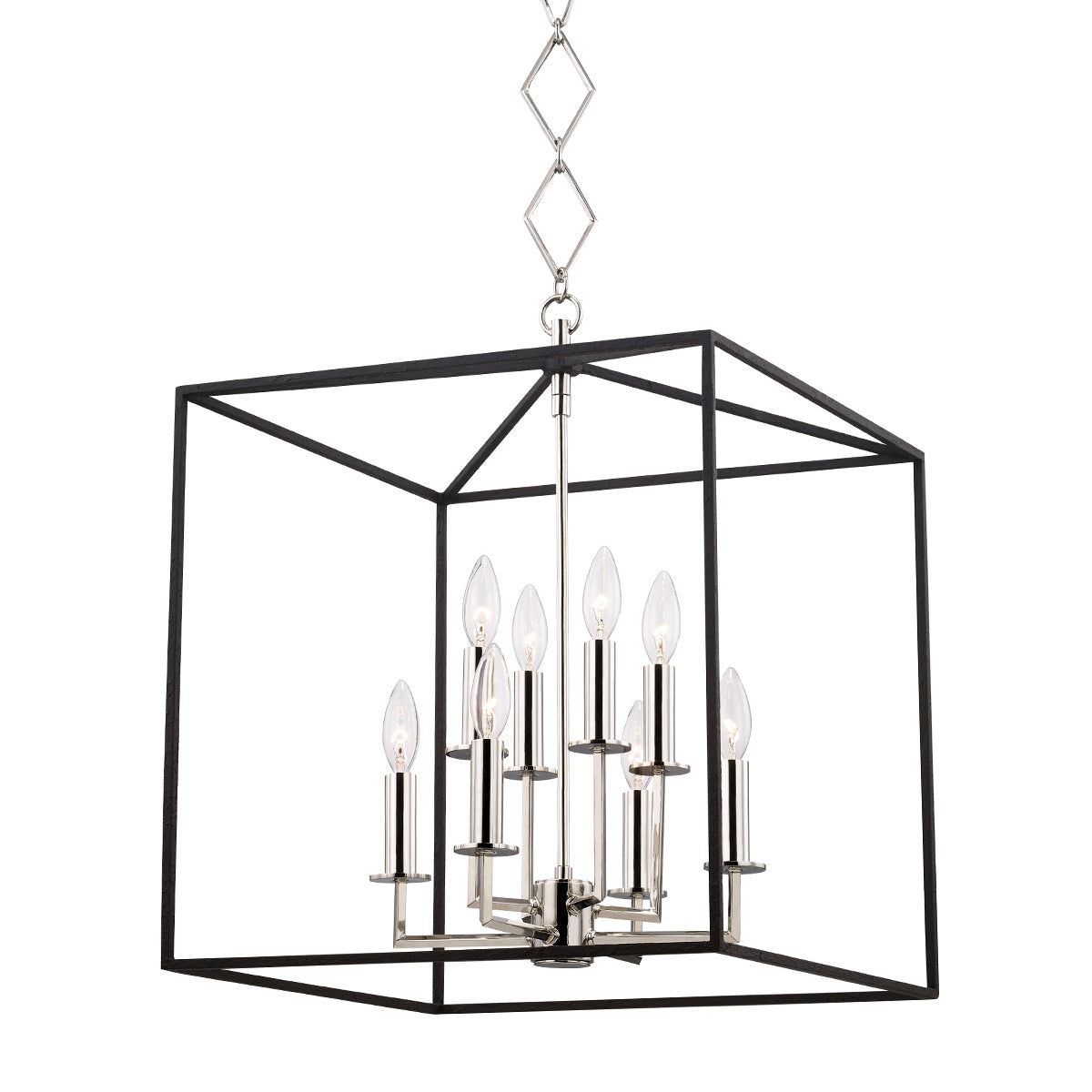 Hudson Valley - BKO151-PN/BK - Eight Light Lantern - Richie - Polished Nickel/Black