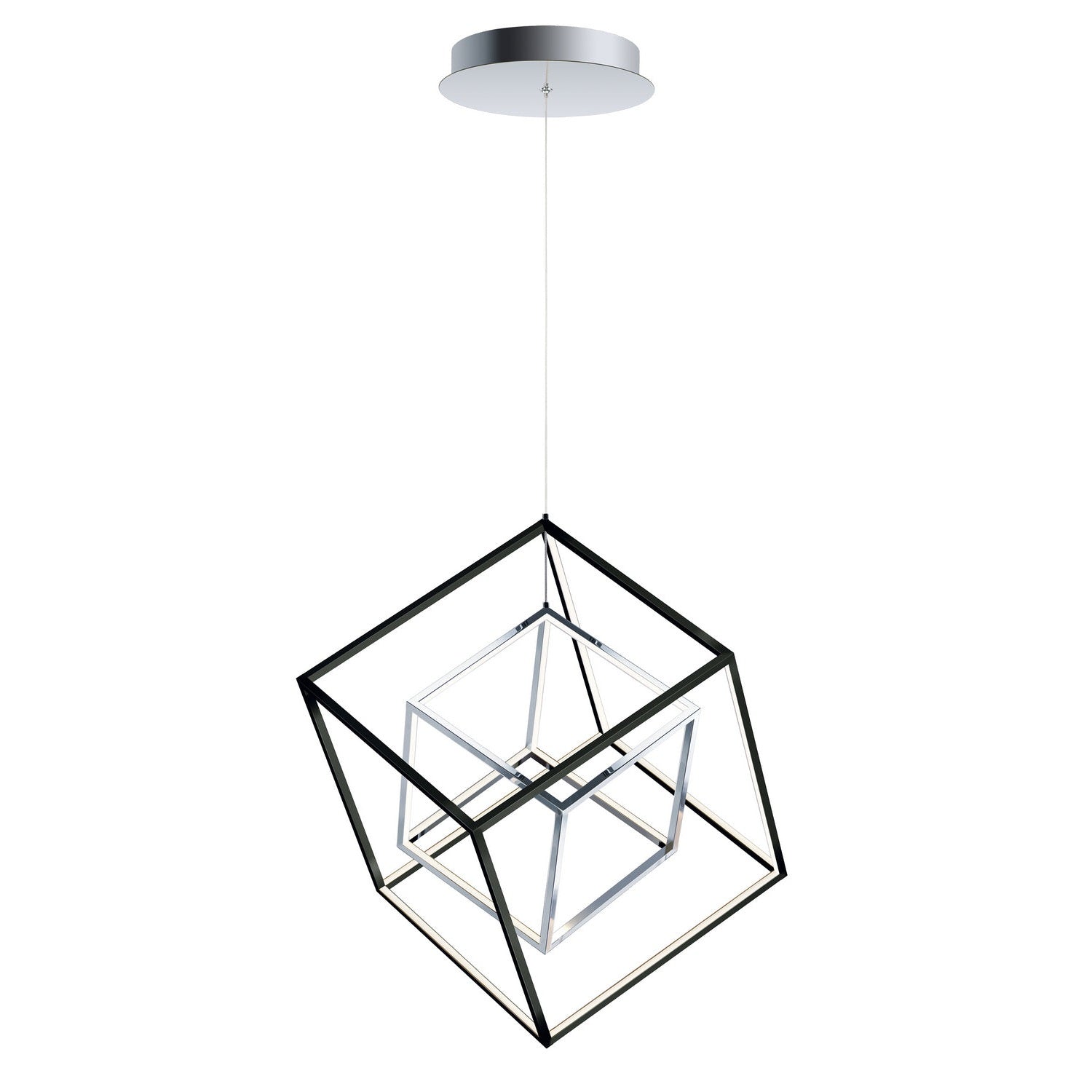ET2 - E30584-BKPC - LED Pendant - 4 Square - Black / Polished Chrome