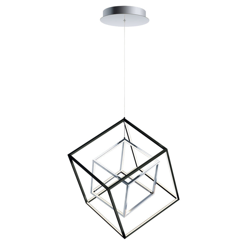 ET2 - E30584-BKPC - LED Pendant - 4 Square - Black / Polished Chrome