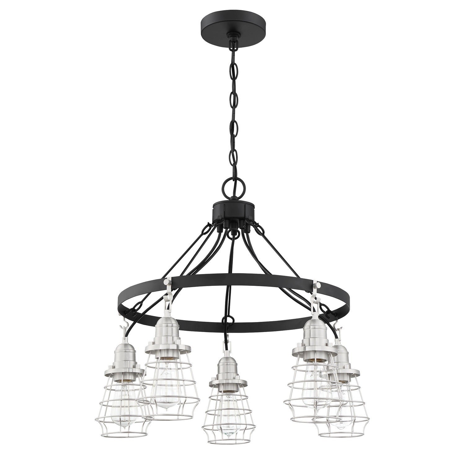 Craftmade - 50625-FBBNK - Five Light Chandelier - Thatcher - Flat Black/Brushed Polished Nickel