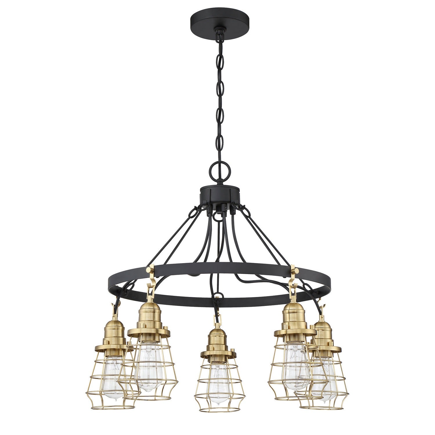 Craftmade - 50625-FBSB - Five Light Chandelier - Thatcher - Flat Black/Satin Brass