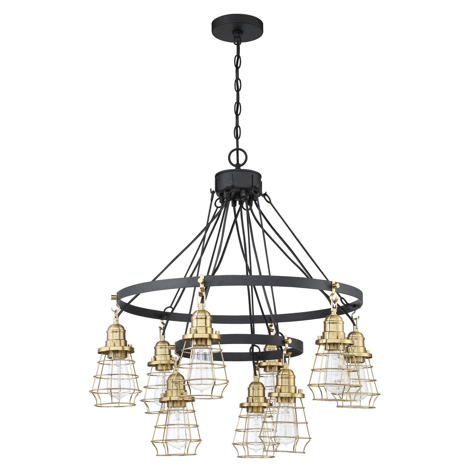 Craftmade - 50629-FBSB - Nine Light Chandelier - Thatcher - Flat Black/Satin Brass